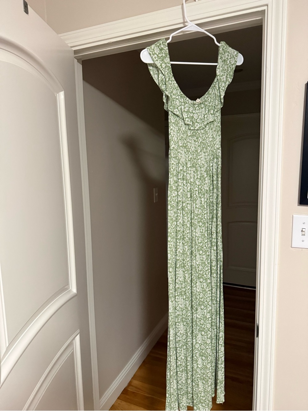 Pink blush Green Floral Maxi Dress
